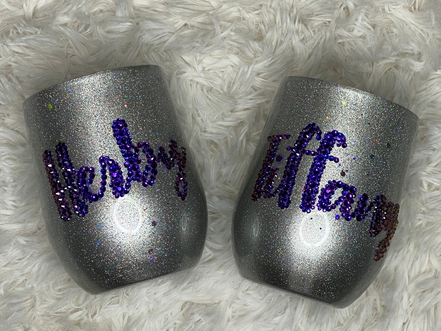 Custom Stainless Steel NAME Bling 12 ounce Wine Tumbler