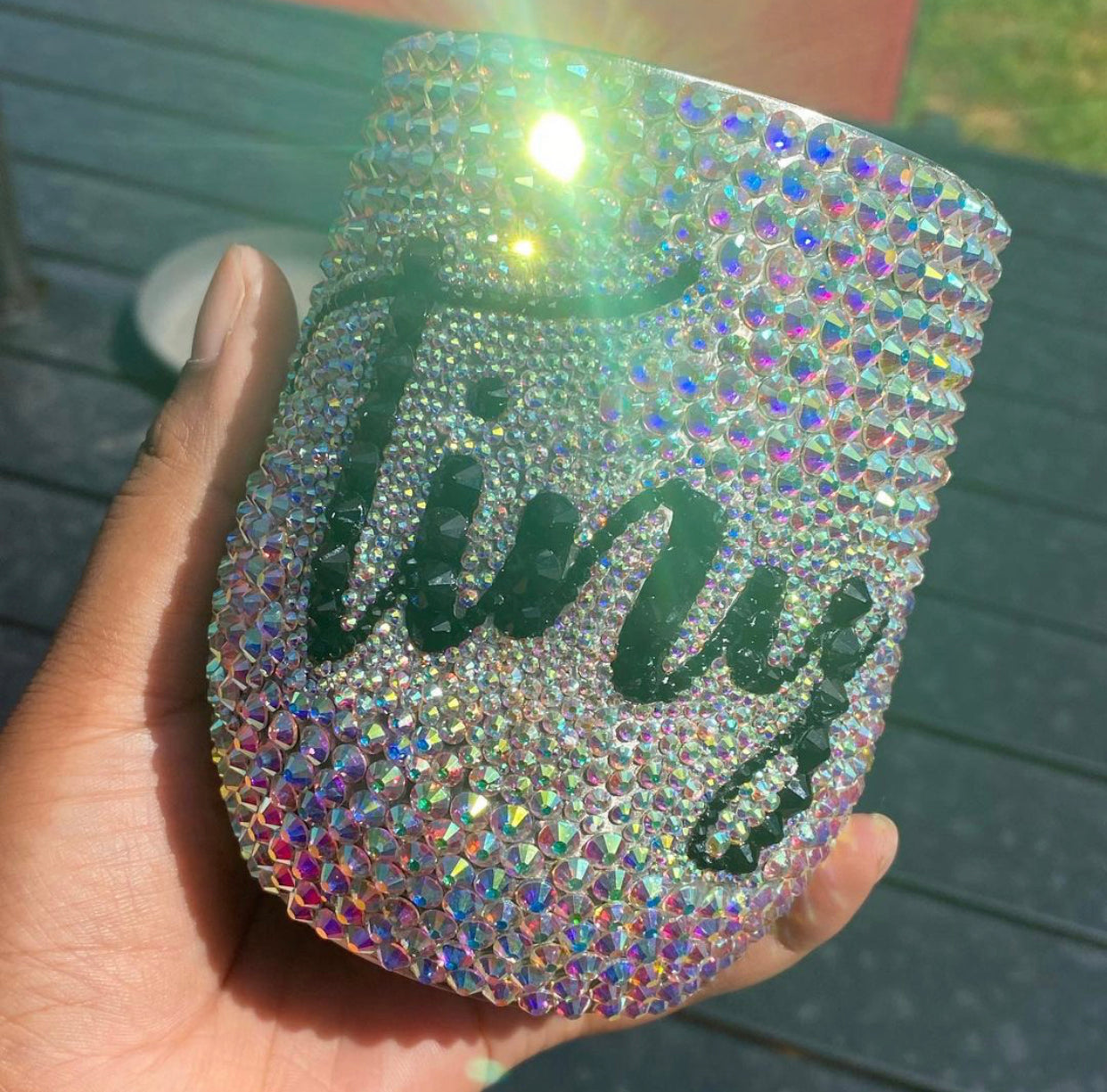 Custom Stainless Steel FULL Bling 12 ounce Wine Tumbler